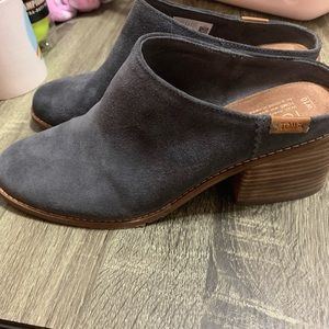 Toms suede grey mules with heel size 10